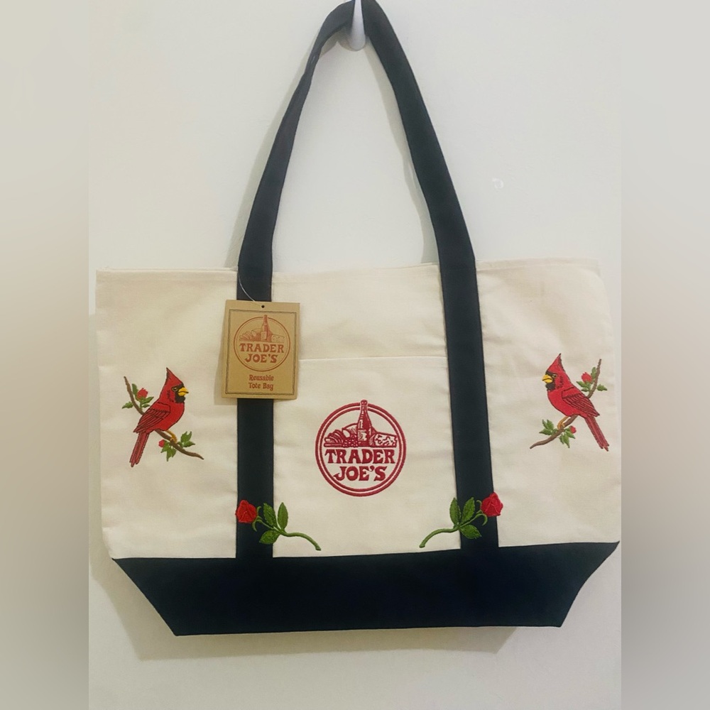 Embroidered Trader Joe’s Canvas Tote | Boho Reusable Market Bag | Gift Idea - Picture 5 of 12